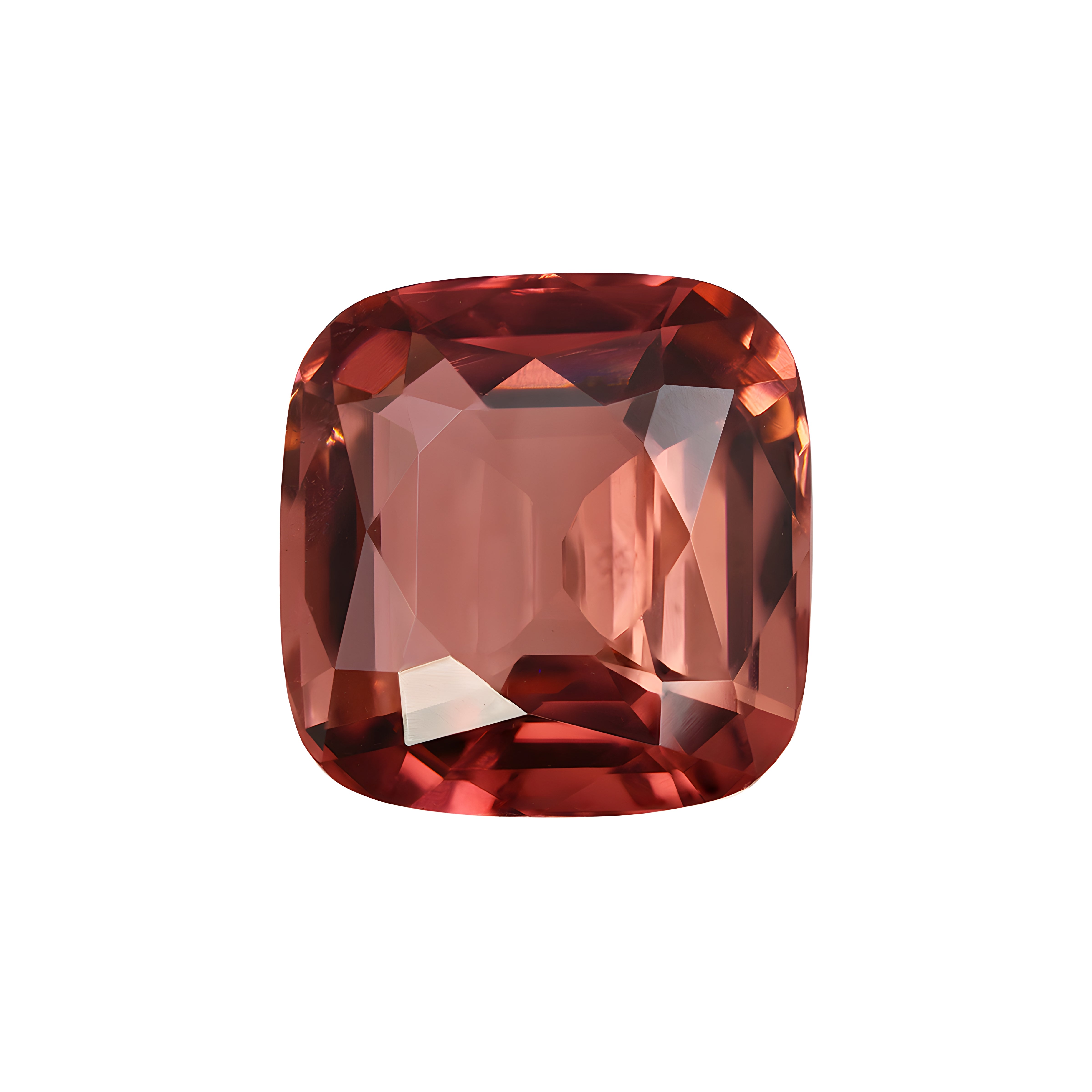 Intense Orangy Pink Tourmaline 7.022 ct — Cushion