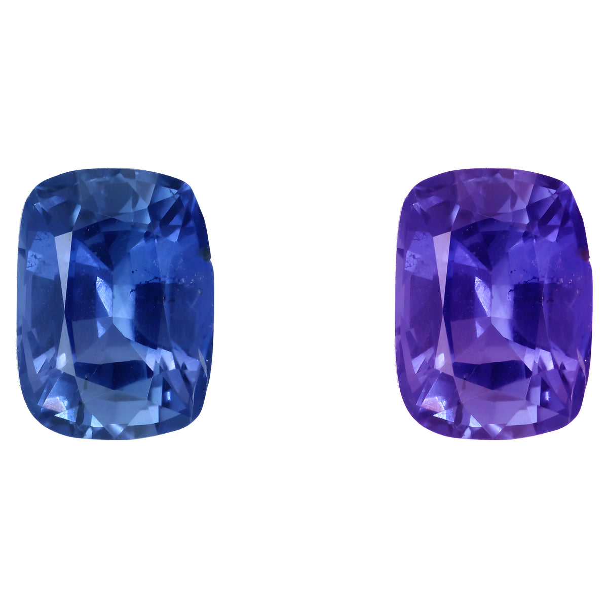 Téja Ceylon colour-change sapphire, 1.254 ct cushion, shown blue in daylight and violet under incandescent light